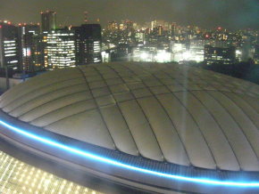 東京ドームの彼方には東京の夜景が広がる